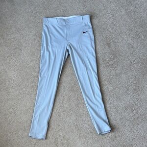 NWT Nike Slim Fit Baseball Pants Gray, side seam navy blue piping size medium